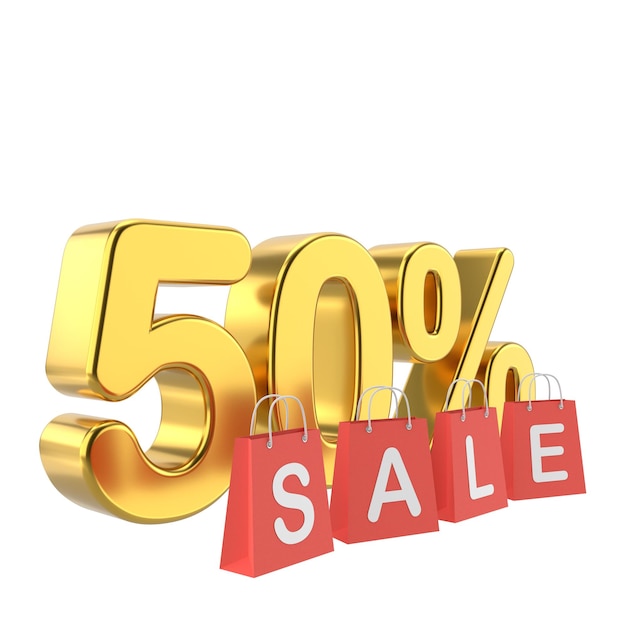 3D pięćdziesiąt procent sprzedaży 50 sprzedaży Złota odznaka sprzedaży