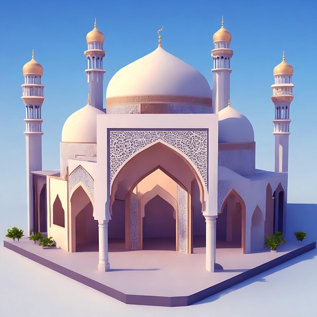 3d Piękny meczet 3d Meczet Eid Mubarak generatywny Ai