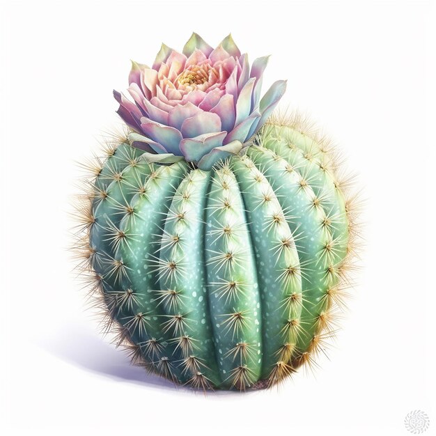 3D piękny pastelowy kaktus izolowany na białym tle
