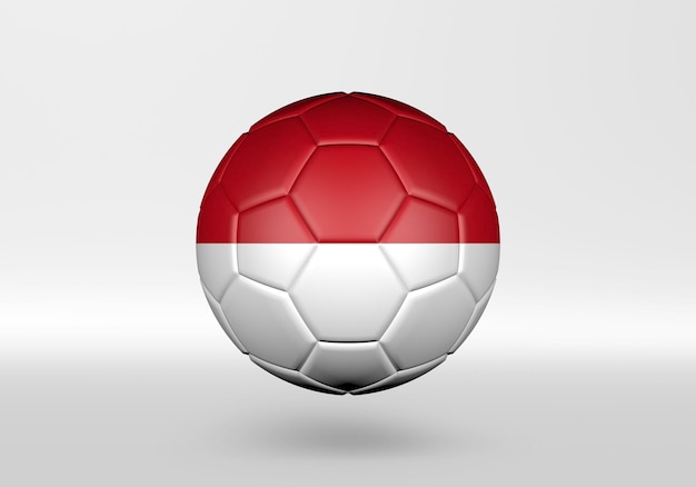 3d piłka nożna z flagą Indonezji na szarym tle