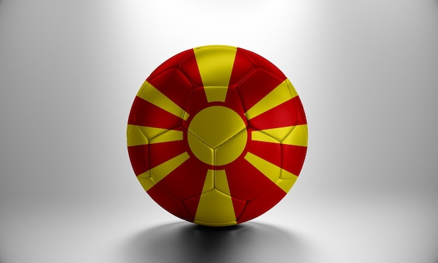 3D piłka z flagą kraju Macedonii Północnej. Piłka nożna z flagą Macedonii Północnej