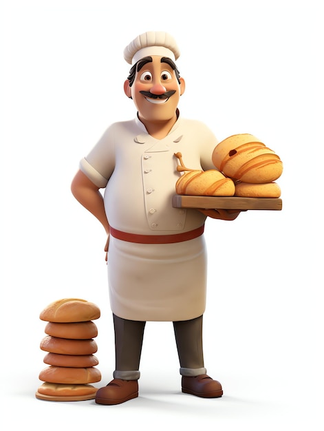 3D pixar charakter potraits szef kuchni