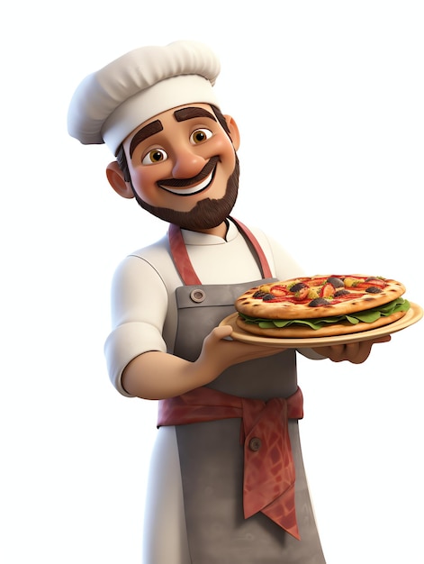 3D pixar charakter potraits szef kuchni