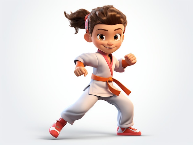 3D Pixar portrety postaci młodego sportowca karate