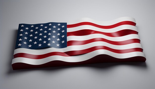 3D plakat minimalistycznej amerykańskiej flagi z jednym pasem przekształcającym się w linię czasową cywilnej