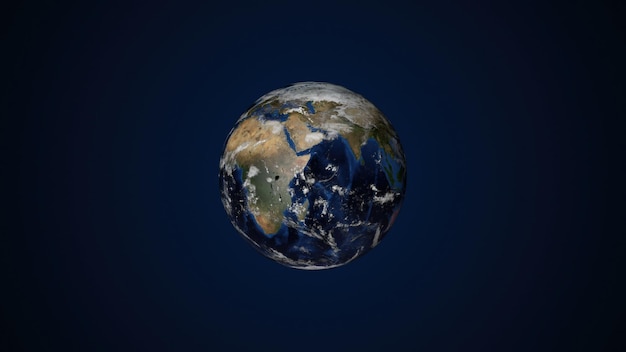 3D planeta ziemia z niektórymi chmurami różnych kontynentów generowany komputerowo tło renderowania