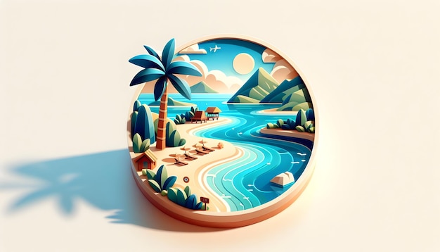 3d płaska ikona jako Pacific Paradise Fiji miękkie piaski i przyjazne uśmiechy zaproszenie do wyspy czas i