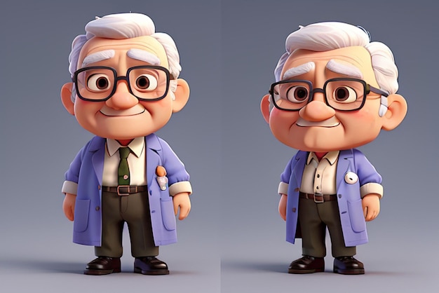 3D postać starego lekarza Ai generatywna