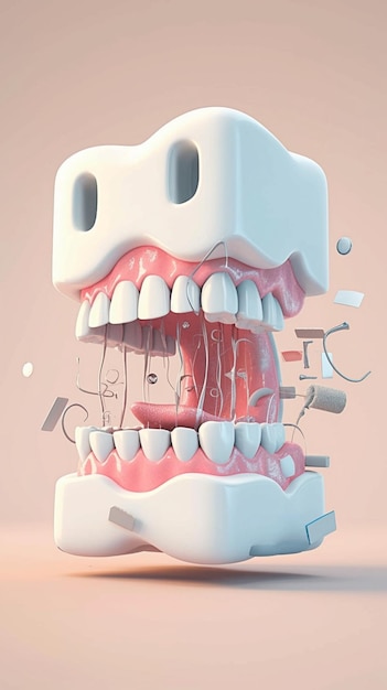 3D przedstawienie różnych chorób stomatologicznych przekazujące koncepcję zdrowia jamy ustnej Vertical Mobile Wallpaper