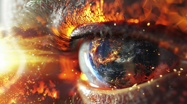3D przedstawienie Ziemi z ciepłem Globalne ocieplenie