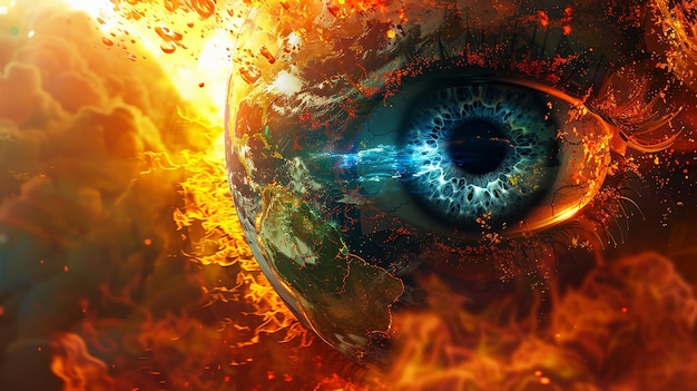 3D przedstawienie Ziemi z ciepłem Globalne ocieplenie