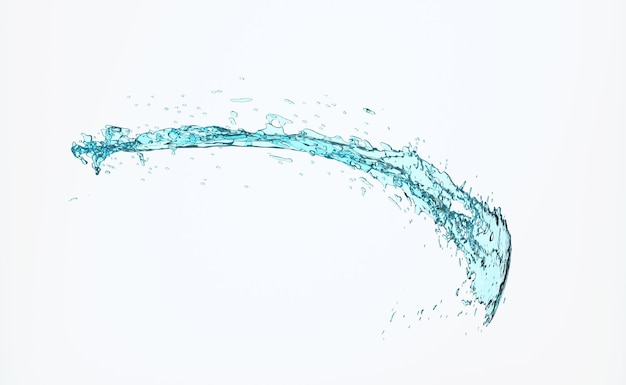 Zdjęcie 3d przejrzysta niebieska woda rozrzucona wokół rozpryskiwania wody przezroczysty 3d render ilustracja