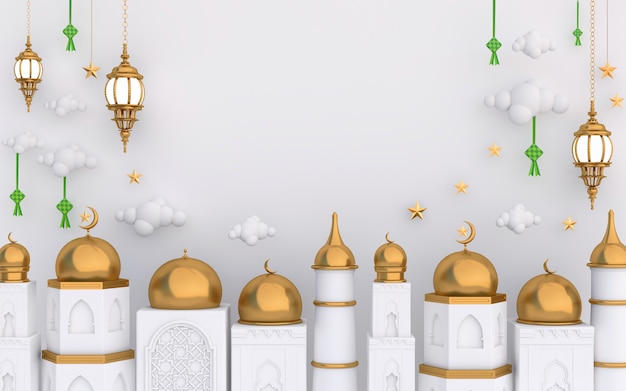 3d ramadan elementy podium w pokoju islamskim