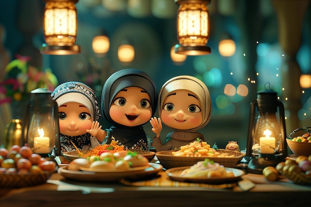 3D Ramadan Kareem Animacja Oświetlone Błogosławieństwa