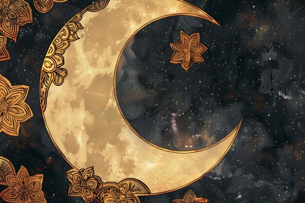 Zdjęcie 3d ramadan kareem realistyczny projekt pozdrowienia księżyca eid