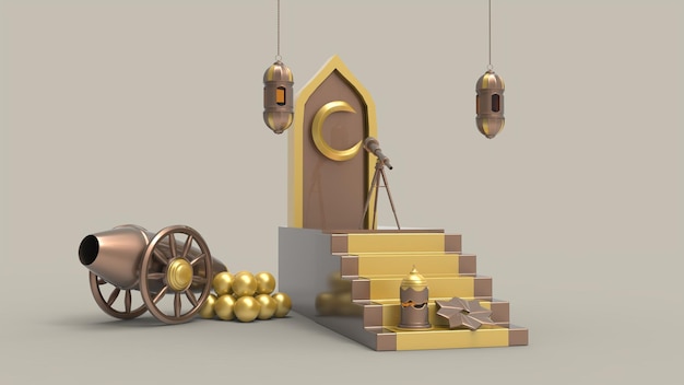 3D Ramadan Kareem Tło 3d ilustracja