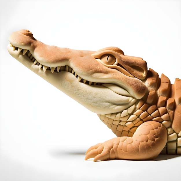 Zdjęcie 3d realistyczne zabawne i artystyczne połączenie krokodila i kawałka chleba