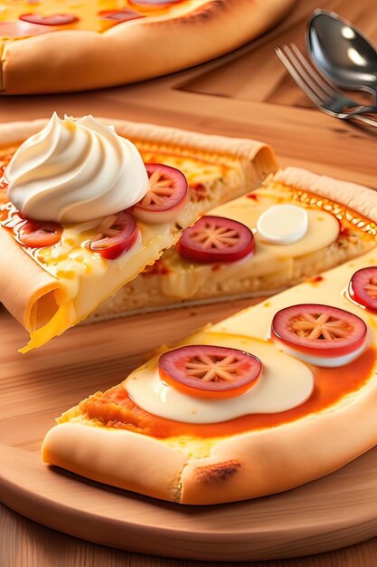 3D realistyczny render elementów fast food ikony kawałka pizzy