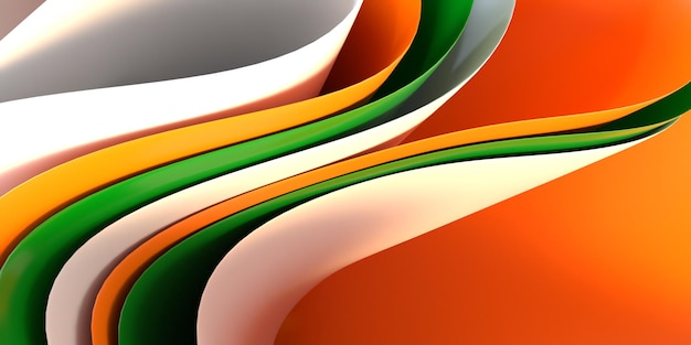 3D render abstrakcyjna tapeta fala zielony, biały, pomarańczowy kolor na tapetę pulpitu