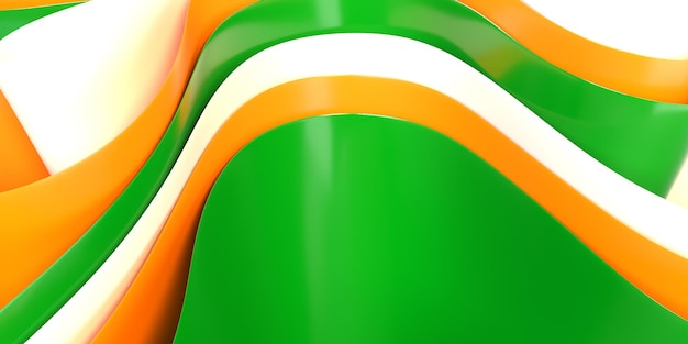 3D render abstrakcyjna tapeta fala zielony, biały, pomarańczowy kolor na tapetę pulpitu