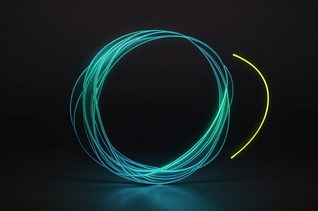 3d render abstrakcyjny neonowy tapeta świecące linie na czarnym tle trajektoria rysunku światła