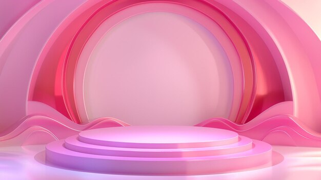 3d render abstrakcyjny nowoczesny minimalny jasny światło scena wystawowa z cylindrycznym podium dla produktu prese
