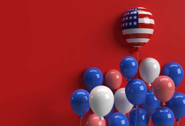 3d Render American Patriotic Balloons W Tradycyjnych Kolorach 4 Lipca Koncepcja Dnia Niepodległości Usa