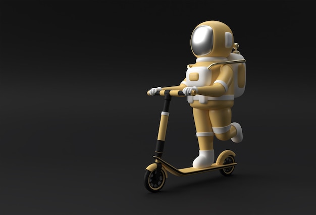 3D Render Astronauta jadący na skuterze 3D Ilustracja projektu artystycznego
