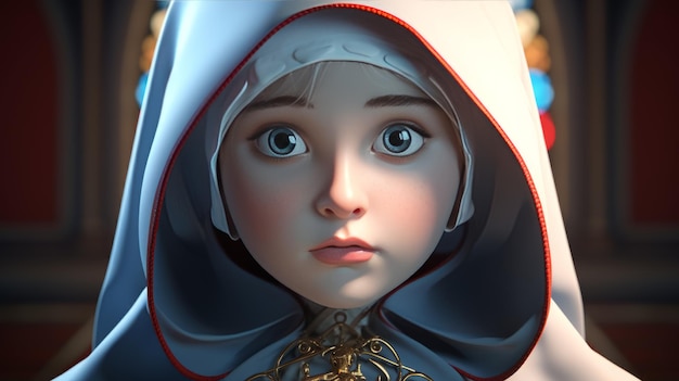 3D Render Cute Mother Mary Avatar