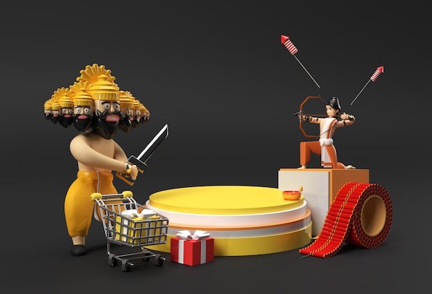 3D Render Dasera Celebracja sceny z minimalną sceną podium do projektowania reklam produktów displayowych.