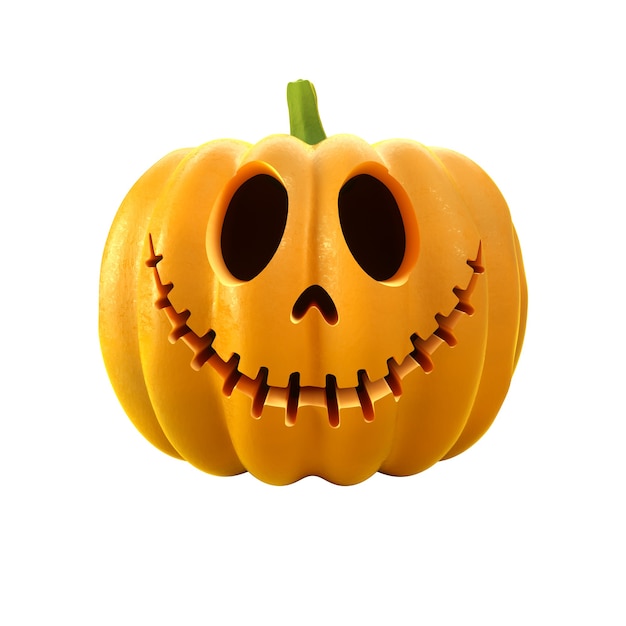 3d Render Dyni Jack-o-lantern. Straszna Ilustracja Wakacje Halloween Na Białym Tle.