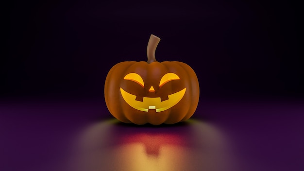 3D Render Dynia Halloween na ciemnym tle