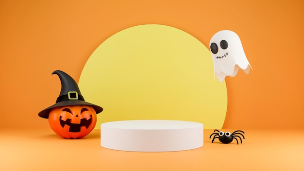 3D Render Happy Halloween Etap wyświetlania produktu na tle prezentacji