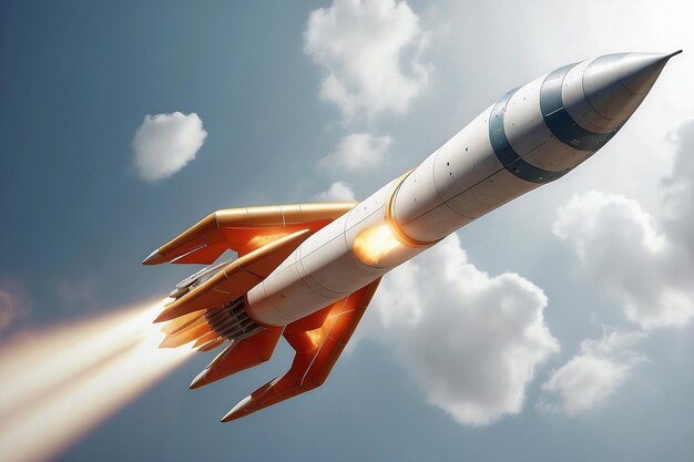 3D Render High Detail of a Rocket Spaceship