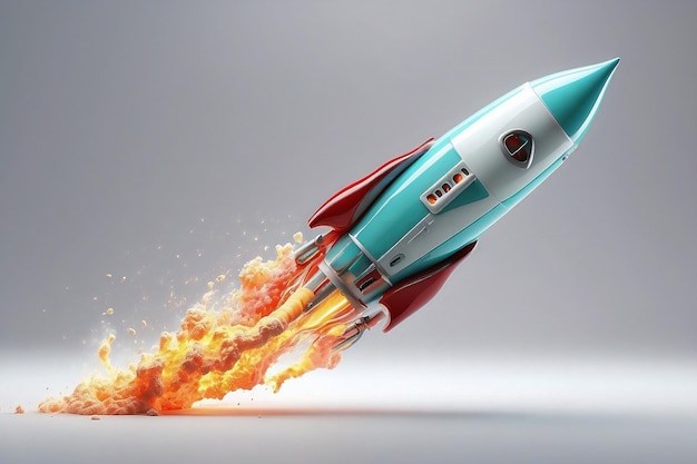 3D Render High Detail of a Rocket Spaceship