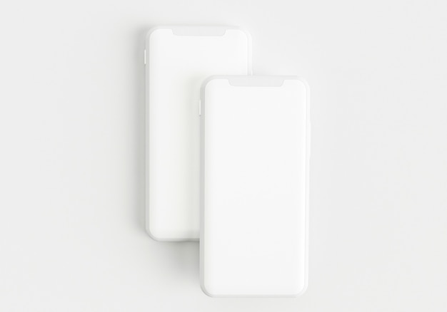 Zdjęcie 3d render ilustracja ręka trzymająca biały smartfon z pełnym ekranem i nowoczesną ramką mniej desi