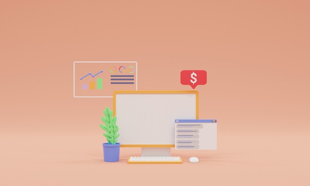 3d render ilustracji analityka internetowa