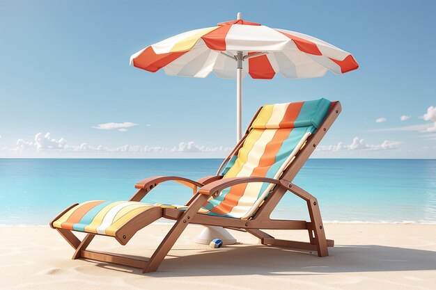 3d render krzesła plażowego izolowanego na białej ścieżce wycięcia