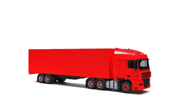 Zdjęcie 3d render logistyka transportu ciężarówek na białym tle