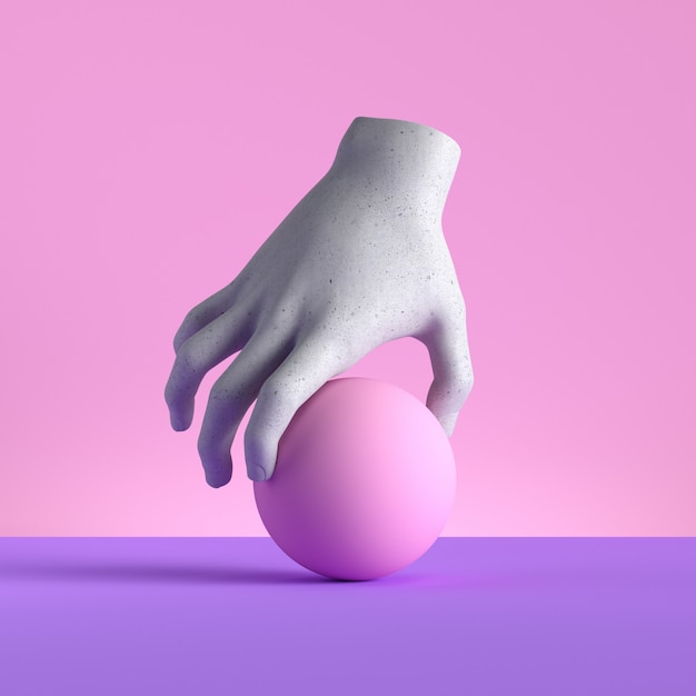 Zdjęcie 3d render manekina ręki trzymającej piłkę