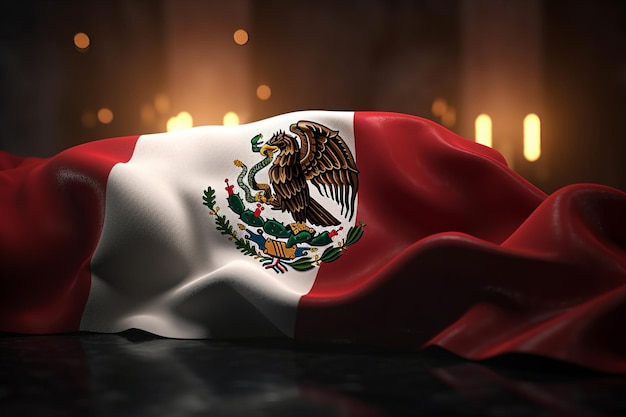 3D Render Minimalistyczna flaga Meksyku bokeh z minimalistycznym symbolem Gener