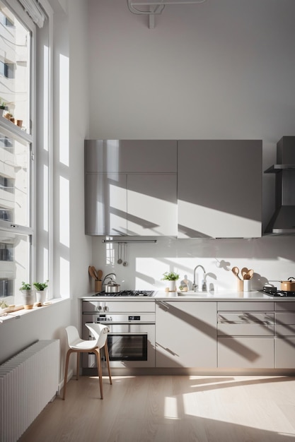 3d render minimalistyczne wnętrze kuchni
