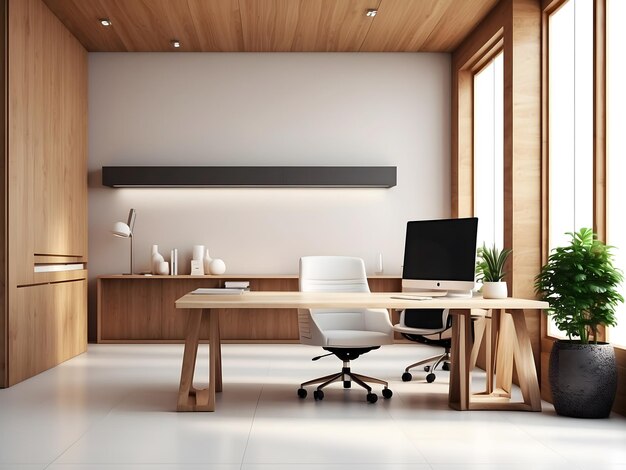 3D Render Office Dekoracja pomieszczeń biurowych meble biurowe we wnętrzu biura