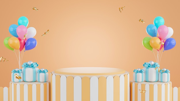 3d render podium z koncepcją prezentu do wyświetlania produktu