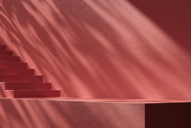 3d render prezentacja podium na pastelowym tle Cień przeciwsłoneczny na różowej ścianie Makieta na wystawy