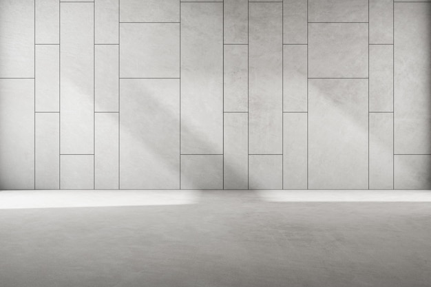 3d render pustego pokoju betonowego z cieniem na ścianie.