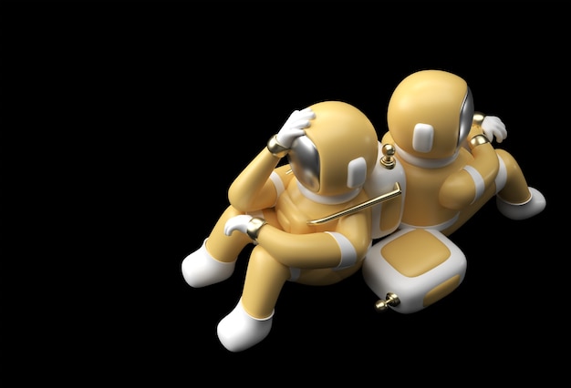 3d Render Spaceman Astronauta ból głowy, rozczarowanie, zmęczony kaukaski lub 3d ilustracji projektu gest wstydu.