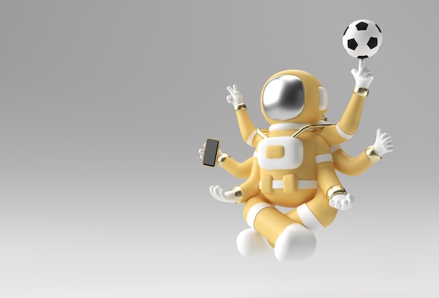 3d Render Spaceman Astronauta Joga Gesty 3d ilustracja Projekt.