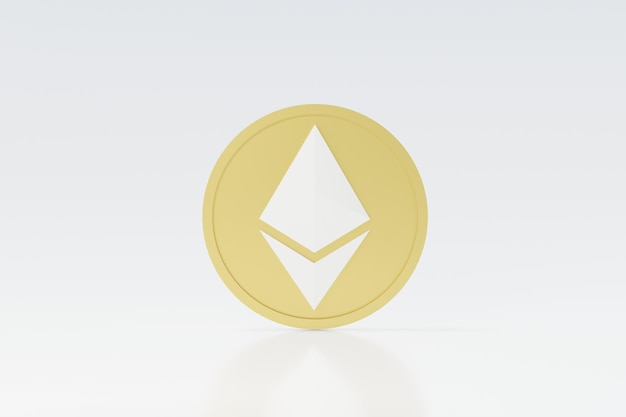 Zdjęcie 3d render stos kryptowalut ethereum lub eth. koncepcja waluty cyfrowej kryptowaluty. nowa wirtualna wymiana pieniędzy w blockchain.