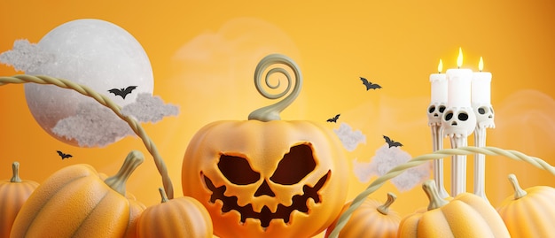 3d render strasznej dyni z koncepcją halloween.